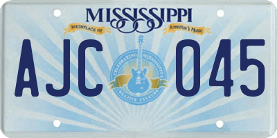 MS license plate AJC045