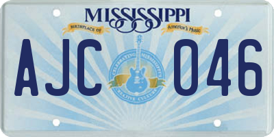 MS license plate AJC046
