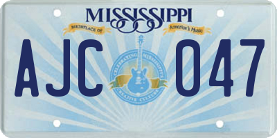 MS license plate AJC047