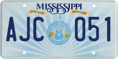 MS license plate AJC051