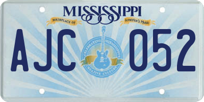 MS license plate AJC052