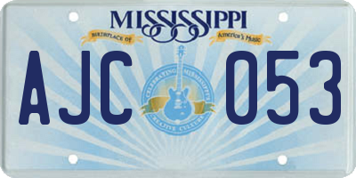 MS license plate AJC053