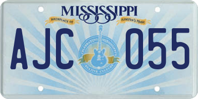MS license plate AJC055