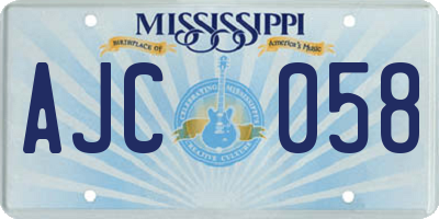 MS license plate AJC058
