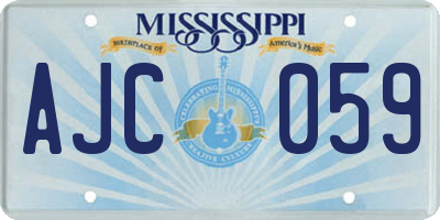 MS license plate AJC059