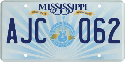 MS license plate AJC062