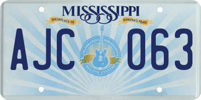 MS license plate AJC063