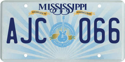 MS license plate AJC066