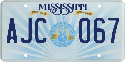 MS license plate AJC067