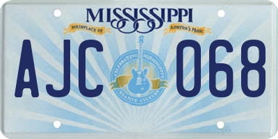 MS license plate AJC068
