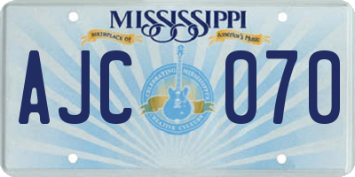 MS license plate AJC070