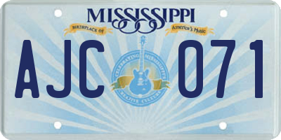MS license plate AJC071