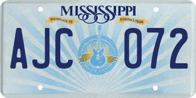 MS license plate AJC072