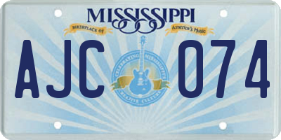 MS license plate AJC074