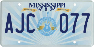 MS license plate AJC077