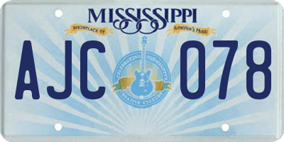 MS license plate AJC078
