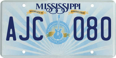 MS license plate AJC080
