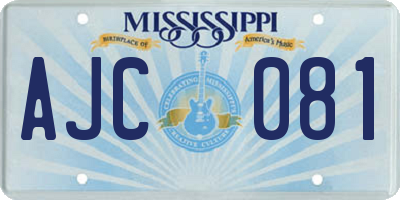 MS license plate AJC081