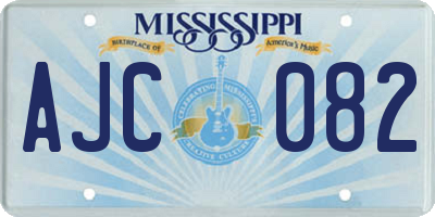 MS license plate AJC082