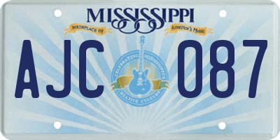 MS license plate AJC087