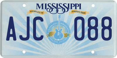 MS license plate AJC088