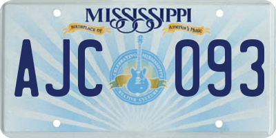MS license plate AJC093