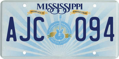 MS license plate AJC094