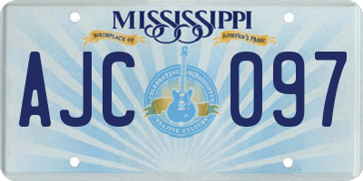 MS license plate AJC097