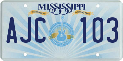 MS license plate AJC103