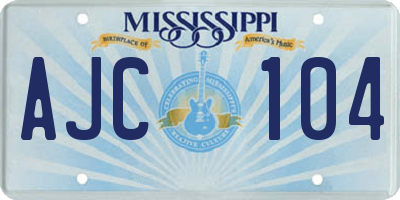 MS license plate AJC104