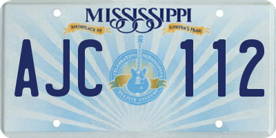 MS license plate AJC112