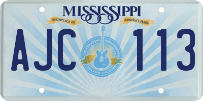 MS license plate AJC113