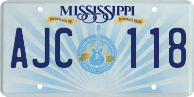 MS license plate AJC118