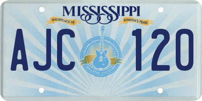 MS license plate AJC120
