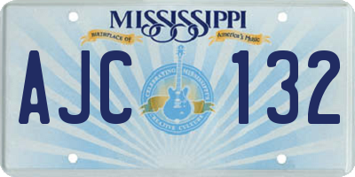 MS license plate AJC132
