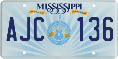 MS license plate AJC136