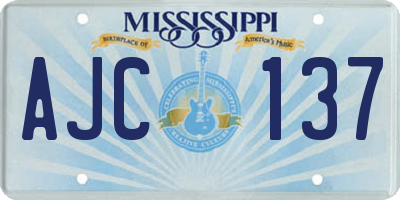 MS license plate AJC137