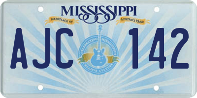 MS license plate AJC142