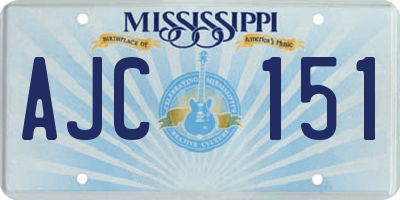 MS license plate AJC151