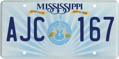 MS license plate AJC167