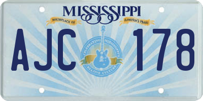 MS license plate AJC178