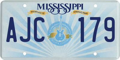 MS license plate AJC179