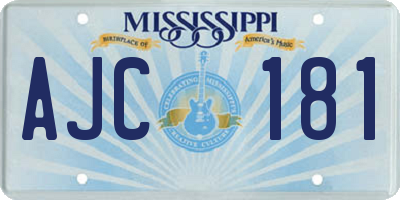 MS license plate AJC181