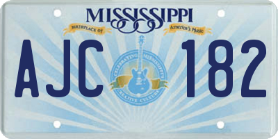 MS license plate AJC182