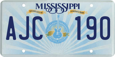 MS license plate AJC190