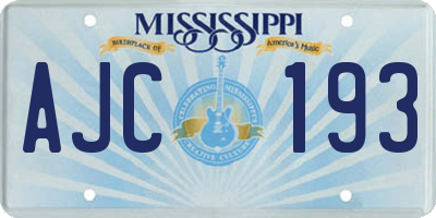 MS license plate AJC193