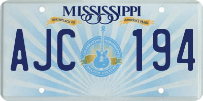 MS license plate AJC194