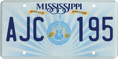 MS license plate AJC195