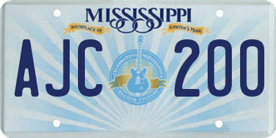 MS license plate AJC200