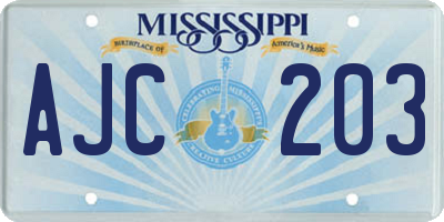 MS license plate AJC203